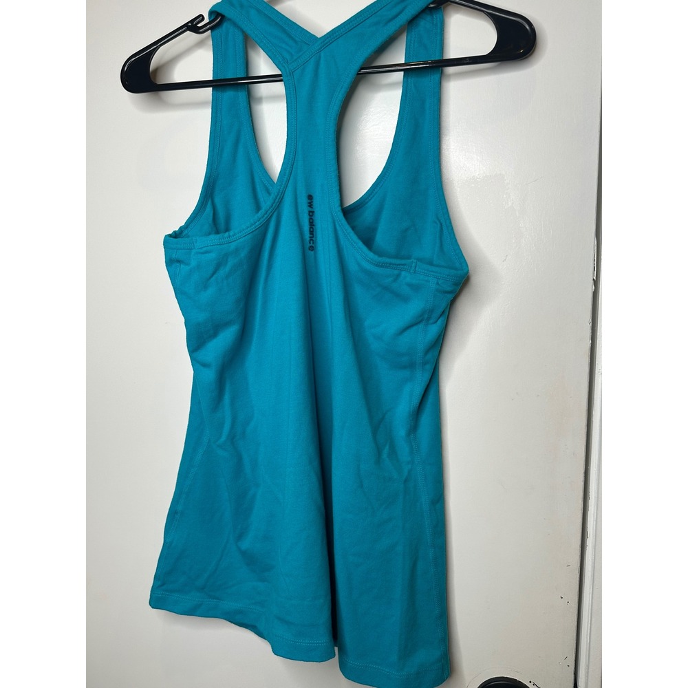 New Balance Womens Teal Blue Racerback Athletic Tank Top with Shelf Bra Medium